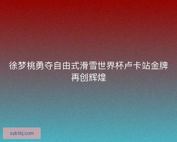 徐梦桃勇夺自由式滑雪世界杯卢卡站金牌再创辉煌